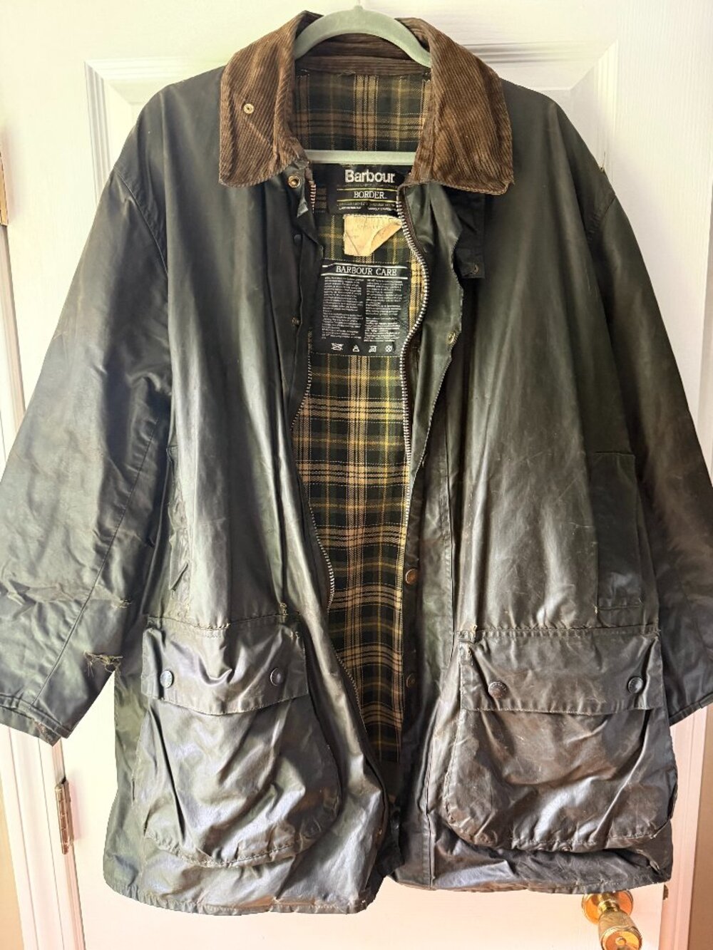 Vintage Barbour Border Waxed Cotton Jacket C44 Made in England